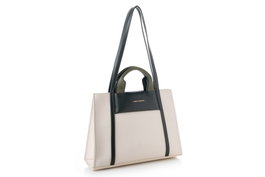 Vince Camuto Bolso Tote en Crema y Verde Oscuro